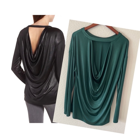 Halogen Drape Back Top in Emerald - Picture 2 of 11